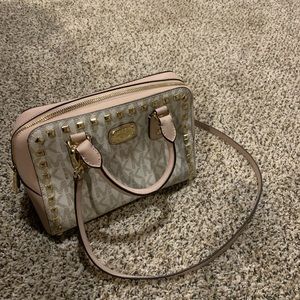 Pink and white studded Michael Kors Purse
